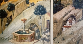 Eliášův pramen a poustevník při modlitbě (Pietro Lorenzetti)